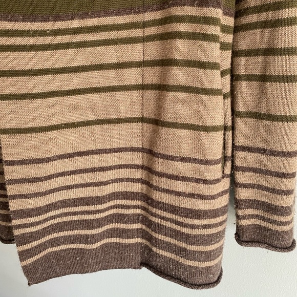 Cynthia Rowley | Merino Wool Sweater | Stripes | Earth tone | Green sweater - Picture 7 of 9